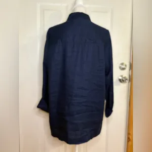 Lauren Ralph Lauren Linen Shacket Womens Blue Front Button Pockets size L thumbnail 5