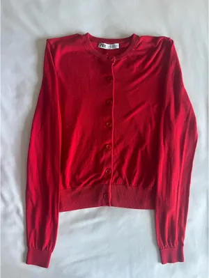 ZARA Red Button Down Long Sleeve thumbnail 1