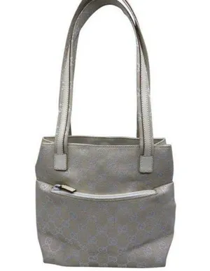 gucci vintage white jacquard fabric shoulder bag thumbnail 1