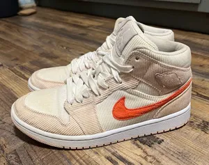 Jordan 1 Mid SE Sail Orange Quartz Corduroy Sneakers Womens Size 9.5 thumbnail 2