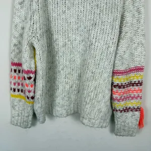 BDG Urban Outfitters Anissa Cream Knit Multicolored Fringe Mockneck Sweater thumbnail 11