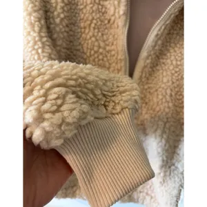 ABERCROMBIE & FITCH Plush Sherpa Beige Fleece Full Zip Jacket Womens Small thumbnail 4