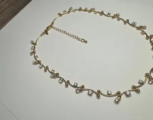 Monet Clear Rhinestone Gold Tone Necklace Signed thumbnail 8