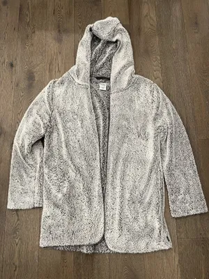 Victoria’s Secret VS PINK frosted gray sherpa fuzzy cozy hoodie open cardigan thumbnail 1