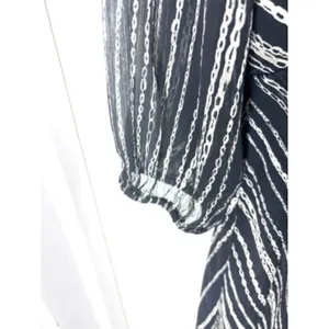 DKNY Women's Chain Print Wrap Front Dress Black White Size 16 thumbnail 6