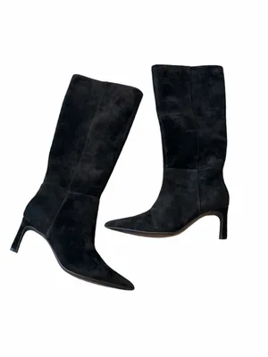 Nine West NEW Marc Fisher Genuine Leather Pull On Tall Boot Black SZ-9M thumbnail 2