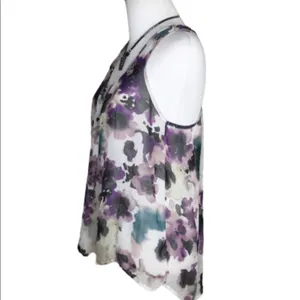 Love Squared Purple Lilac Water Color Casual Summer Hi/Lo Tank Top M thumbnail 5