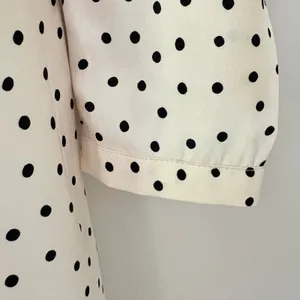 Zara Dress Cream Black Polka Dot Midi Long Sleeve Empire Waist Oversized Size S thumbnail 6