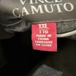 Vince‎ Camuto Wool High Neck Belted PU Trim Coat Womens XXL Gray thumbnail 6