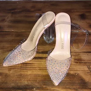 Azalea wang gamma nude PVC heels wedding heels formal wide heels 37 rhin… thumbnail 3