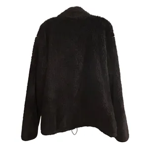 Victoria's Secret PINK Black Fuzzy Fleece Sherpa 1/4 Zip Pullover Jacket L‎ thumbnail 2