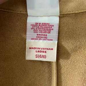 FADED GLORY Y2K Tan Blonde Faux Suede V Neck Ruffle Trim Button Up Blazer Jacket thumbnail 10