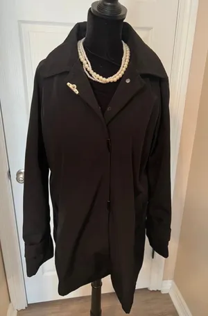 Jones New York Black fall over coat with hood thumbnail 1