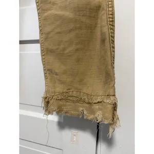 Free People Tan Distressed Utility Pants Frayed Hem Canvas Straight Leg Size 28 thumbnail 8