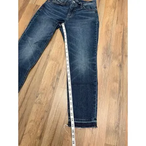 Old Navy‎ Mid Rise Boyfriend Jeans Women's Size 0 Blue Raw Hem Denim Pants thumbnail 7
