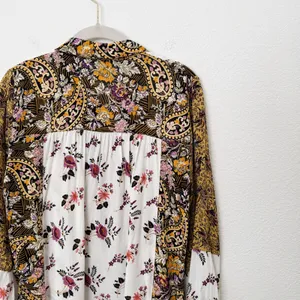 [Jane & Delancey] Mixed Floral Print Button Down Oversized Boho Blouse Sz Large thumbnail 8