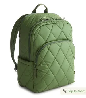 NWT Vera Bradley Quilted Olive Green Backpack thumbnail 1