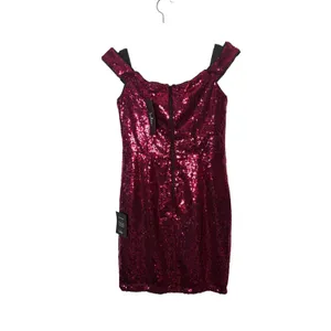 Lulus Womens Mini‎ Dress S Magenta Sequin Off Shoulder Notched Glam Party MF2812 thumbnail 4