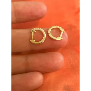 B257 tiny gold tone hoops 925 sterling silver Orange thumbnail 3