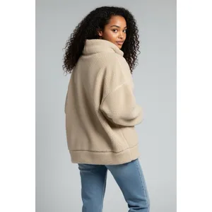 TUCKERNUCK Tan Teddy Fleece Rollins Pullover Medium Long‎ Sleeve Oversize Pile thumbnail 3