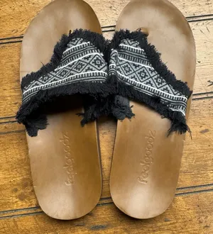 Feelgoodz Zensole Western Boho Flip Flops Black And White‎ Womens Size 7/8 thumbnail 1