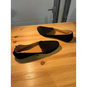J.Crew Womens Black Suede‎ Smoking Loafers Patent Trim Flats Size 7 thumbnail 5