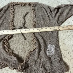 Live From Bali Cottagecore Open Knit Ruffle‎ Trim Tie Front Cardigan Shrug OS thumbnail 3