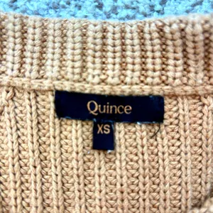 Quince Fisherman Crew Sweater Women XS Camel 100% Organic Cotton Ribbed Knit Top thumbnail 6