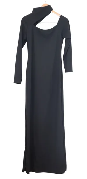Boohoo Womens Asymmetric Cut Out Maxi Dress Black Long Sleeve Size 12 NEW thumbnail 1