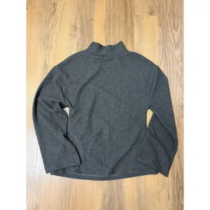 Zara Mock Neck Long‎ Sleeve Sweater Shirt Capsule Knit Academia Charcoal Gray thumbnail 2