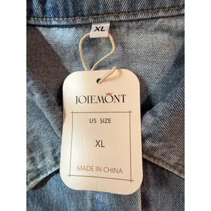 NWT Joiemont Women XL Light Wash Distressed Denim Jacket Rhinestone Stars Fringe thumbnail 8