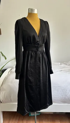 Nasty Gal Just a Touch of Your Love Satin Midi Dress in Black thumbnail 1