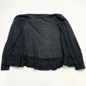 Charter Club Ruffle Hem Open Front Cardigan Womens Size M Black Ramie Rayon Knit thumbnail 6