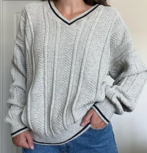 Vintage Jantzen V-Neck Knit 80s Pullover Grandpa Sweater thumbnail 1