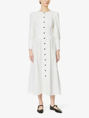 NWT Reformation Halia in White Button-Front Cotton Midi Shirt Dress 12 thumbnail 7