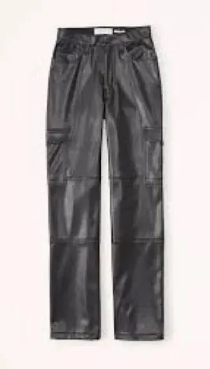 NWOT Abercrombie Curve Love 90's Relaxed Vegan Leather Cargo Pant thumbnail 1