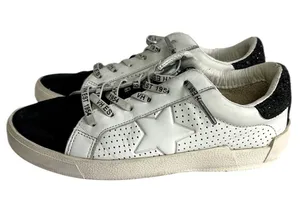 Vintage Havana White Star Black Suede Toe Sequin Heel Rollin 3 Sneakers Size 8.5 thumbnail 1