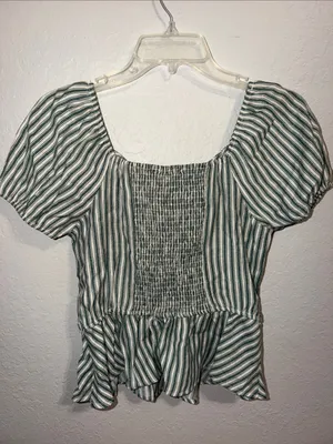 NEW Anthropologie E & M stripe top beach vacation cruise summer Button-Up Shirt thumbnail 3