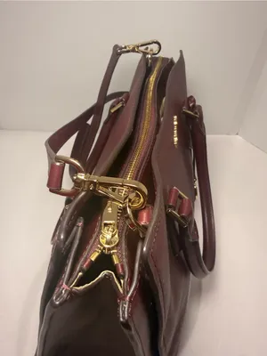 Michael Kors Wine Saffiano Leather Satchel with Gold Hardware thumbnail 10