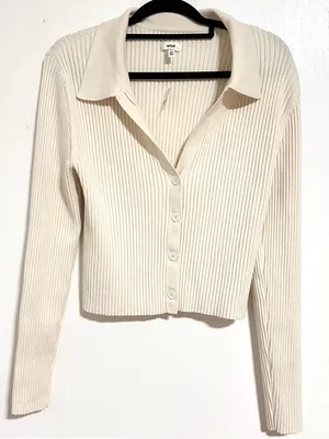 Aerie Gotta Jet! Polo Sweater Cardigan Large NWT thumbnail 4