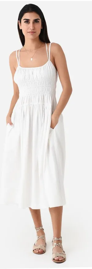 Ciao Lucia Volta Washed Cotton Poplin Midi Dress Women's M White Coastal Chic thumbnail 1