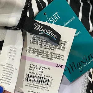 Maxine of Hollywood Zebra Spa Shirred One Piece Swimsuit Plus Size 22W thumbnail 6