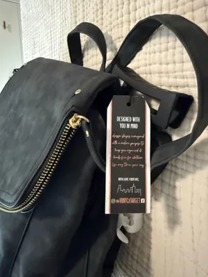 Women's Slate Gray Hex Flap Backpack with Zip Accent Black thumbnail 2