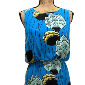 Anthropologie Sariah 100% Silk Palma Blouson Dress‎ Blue Abstract Floral Size 6 thumbnail 2