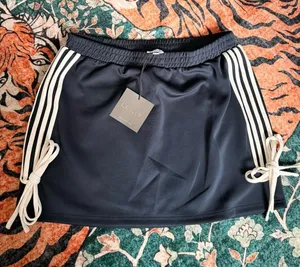 Cute Black & White Striped Side Tie Skirt Athletic Tennis Sport Skirt Size L thumbnail 1