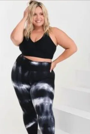 Booty By Brabants Croco Skin Leggings Curve Size in Black Tie Dye thumbnail 1