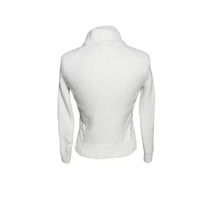 GRIFFIN Cashmere Women’s Cream Cableknit Mock Neck Pullover Sweater thumbnail 4