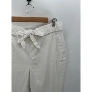 Land N Sea White Linen Blend Tie Casual Pants Women Size M Coastal‎ Lagenlook thumbnail 4