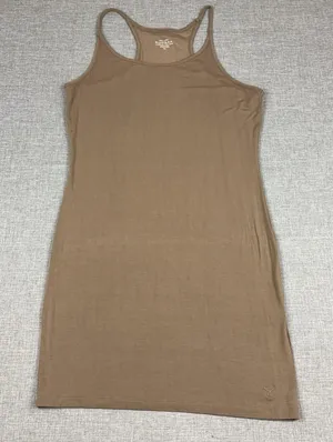 RUDSAK Canadian Heritage Tank Dress Womens L Brown Racerback Stretch Bull Logo thumbnail 1