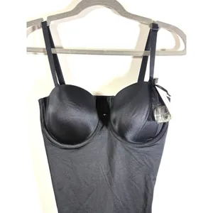 Spanx Suit Your Fancy Strapless Cupped Mid-Thigh Bodysuit Very Black 10156R M thumbnail 9